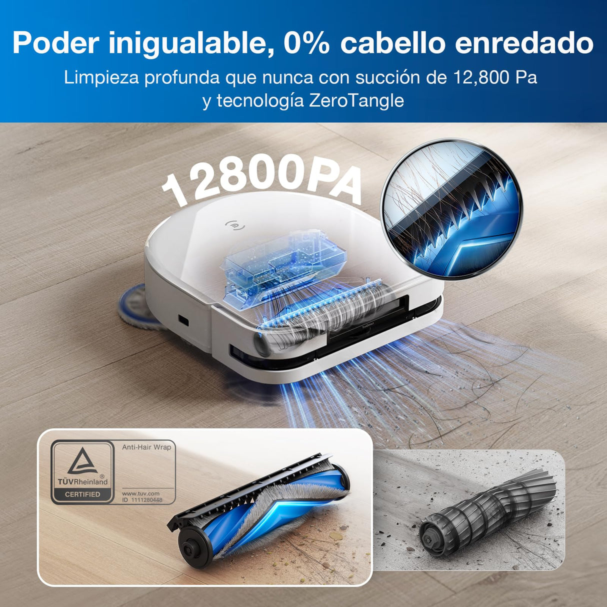 ECOVACS DEEBOT X5 Omni Aspiradora Robot con estación Todo en uno, 12800 Pa, ZeroTangle, fregado de Bordes Adaptable TruEdge™, fregado con Agua Caliente a 70 ℃
