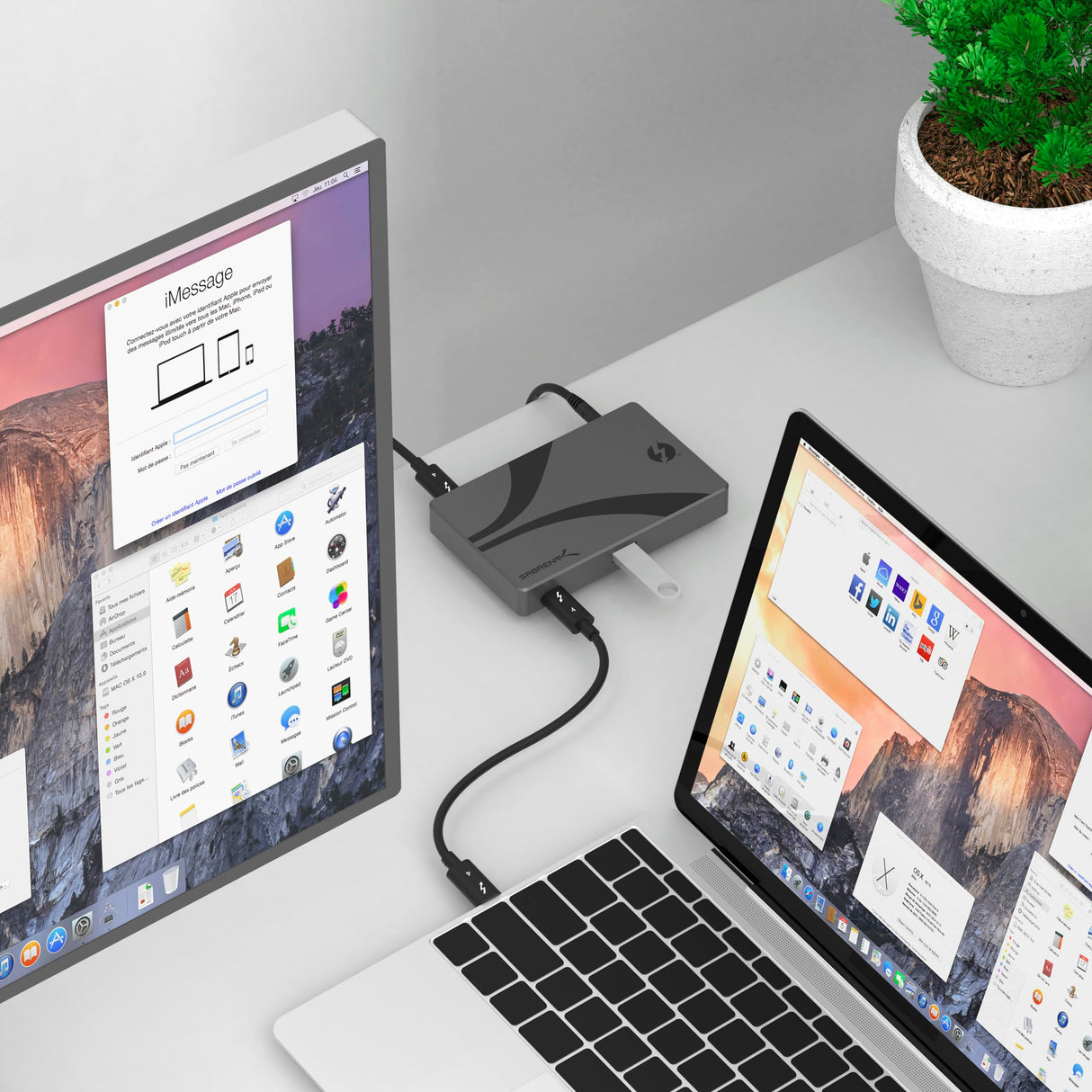 SABRENT Thunderbolt 4 Hub con Carga de 60W para portátiles, USB-C Dock, admite 2X monitores 4K 60Hz o 1x Monitor 4K 144Hz, 5K/6K/8K@60Hz (DSC),Cable TB4 Certificado de 15,7" Incluido (HB-TBT4)