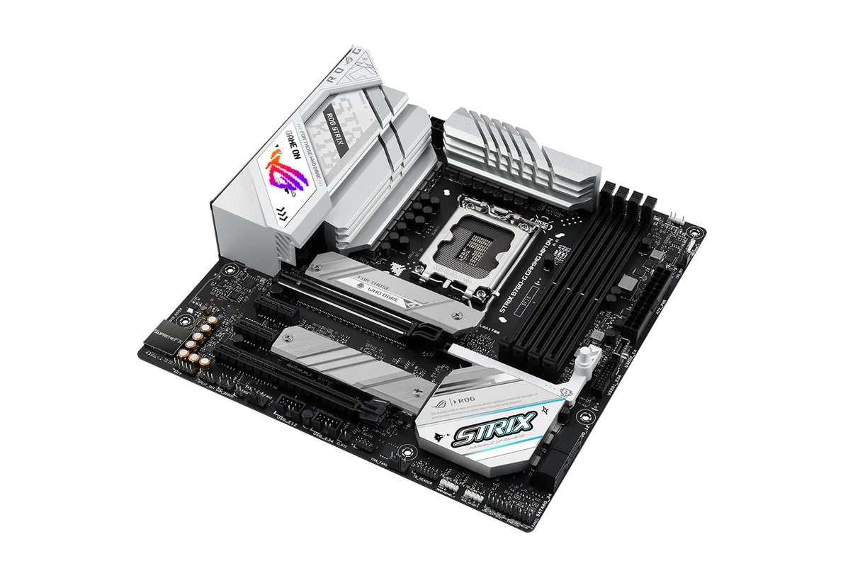 ASUS Placa base ROG STRIX B760-G GAMING WIFI D4 Intel® B760 LGA 1700 mATX, ranura segura PCIe 5.0 x16, 2 ranuras PCIe 4.0 M.2, WiFi 6E, Ethernet 2.5G, USB 3.2 Gen 2x2 Type-C®, Aura Sync RGB, blanca