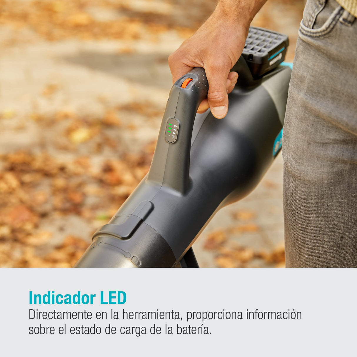Gardena Set Ready-To-Use de PowerJet 18V P4A: potente soplador inalámbrico para una limpieza rápida y eficaz en casa y en el jardín, velocidad de soplado de 100 km/h (14890-20)