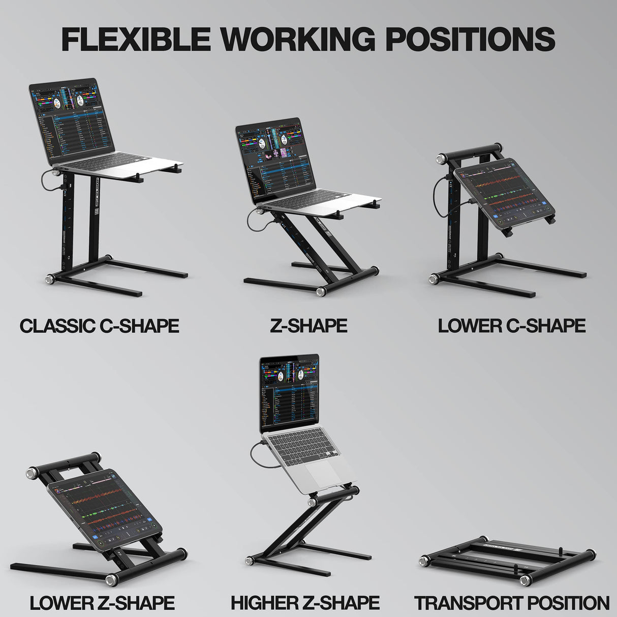 Reloop Stand Hub Innovadora combinación de soporte para portátil y hub usb-c avanzado con alimentación Powerdrive