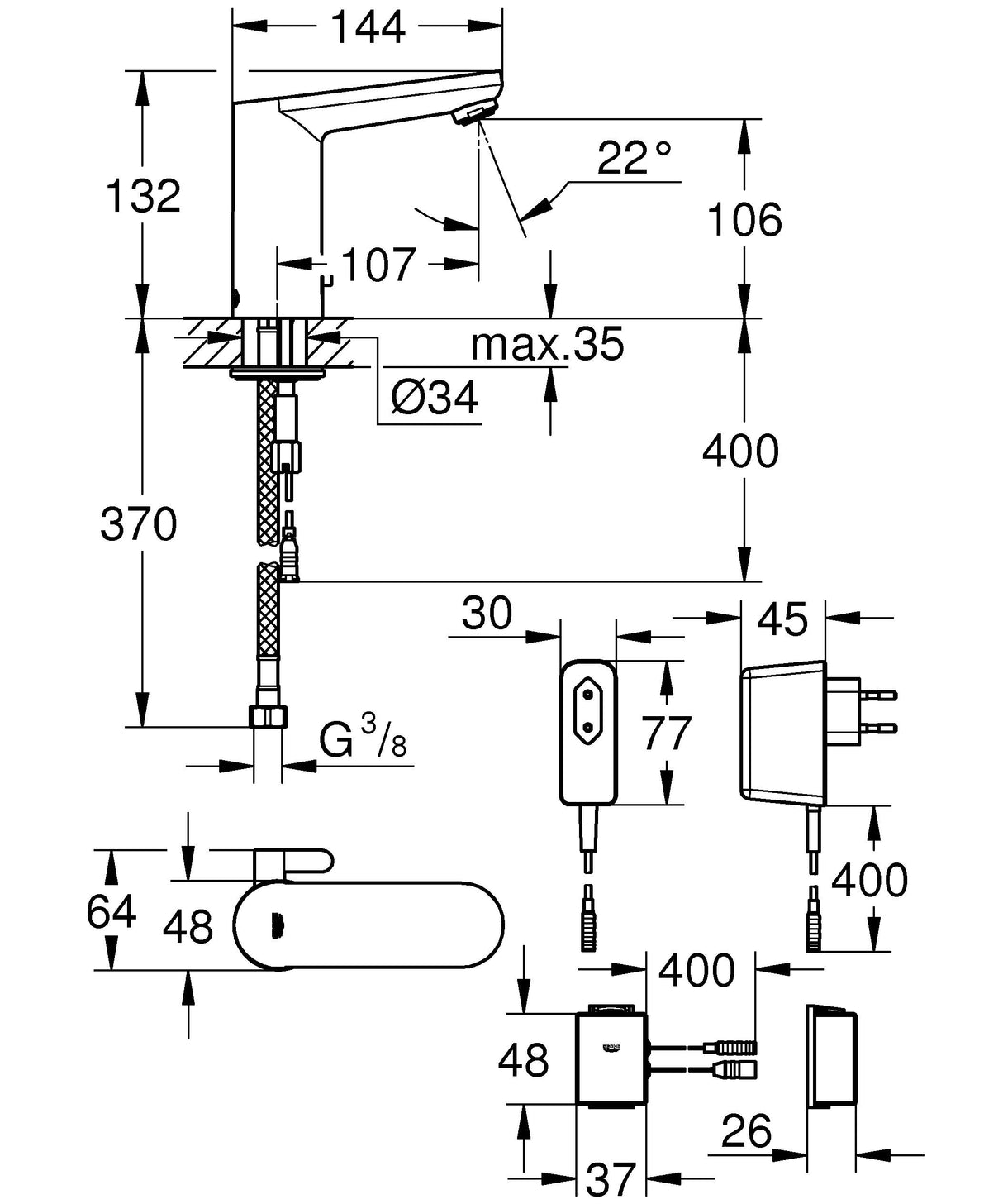 Grohe Eurosmart - CE Bluetooth lav. infrarrojos Ref. 36413000