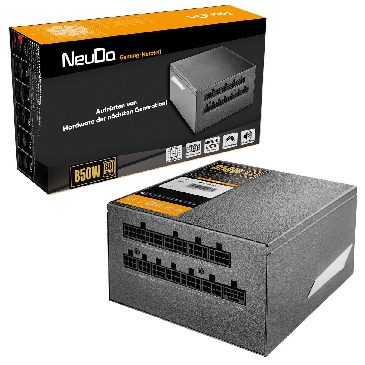 Muchen Fuente de Alimentación 850W, Certificado 80 Plus Gold, Ventilador 120mm Ultra silencioso