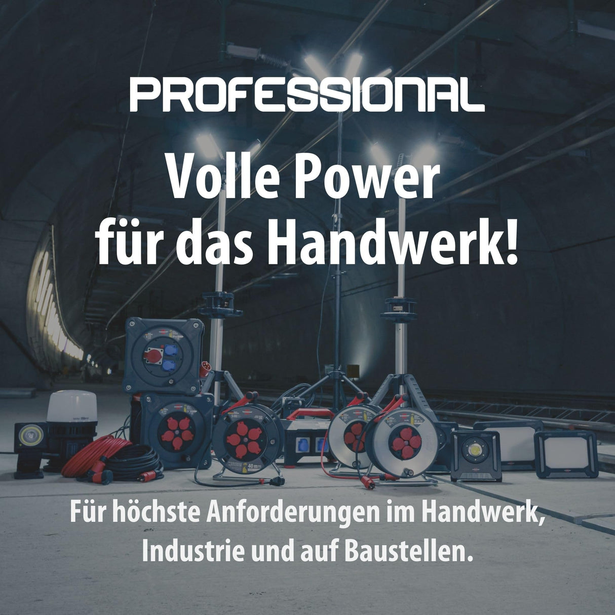 Brennenstuhl Carrete de cable profesional KA 5100 5 IP44 (cable H07RN-F 3G1,5 de 50 m en negro, 5 tomas de seguridad, uso en obra y exterior permanente, fabricado en Alemania)