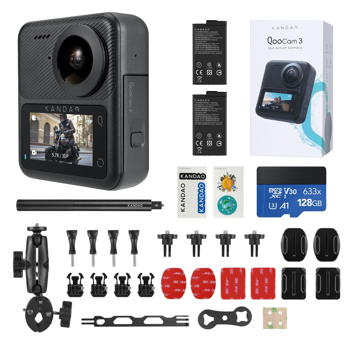 KanDao QooCam 3 CΓ‘mara de AcciΓ³n, 5.7K 62MP Foto 60fps Defectos CΓ‘mara de Video 360 CΓ‘mara Deportiva Outdoor con duales de 1/1,55 y Apertura F1.6 Mayor, Impermeable, EstabilizaciΓ³n Superfija.