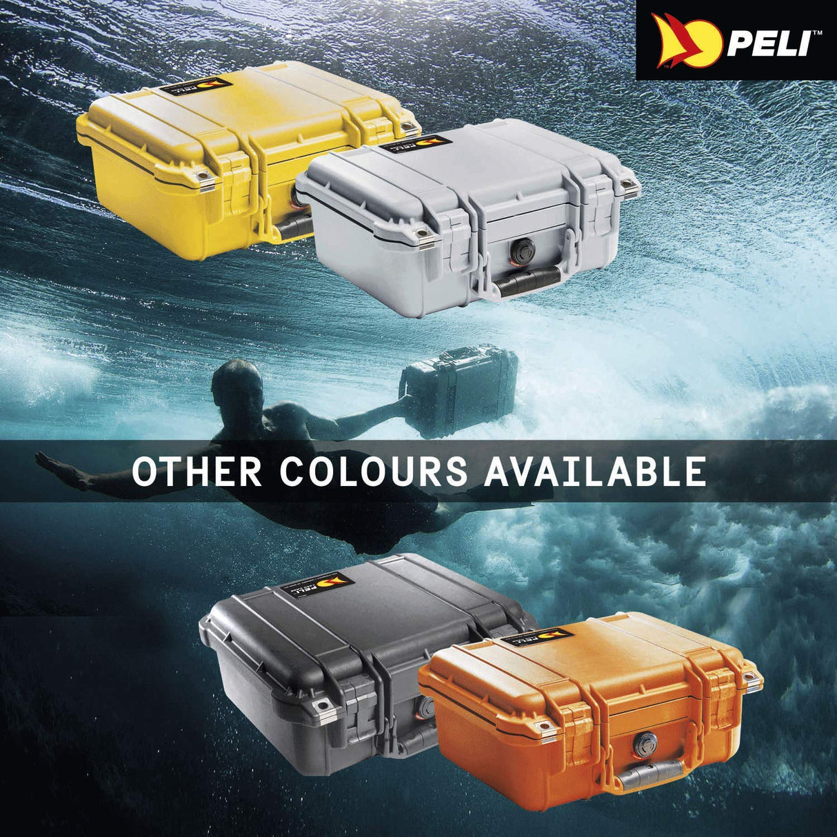 PELI Protector 1400 caja estanca de polipropileno para cámaras, drones, sistemas electrónicos y ópticos, IP67 estanca, 9L de capacidad, fabricada en Alemania, con espuma personalizable, color gris