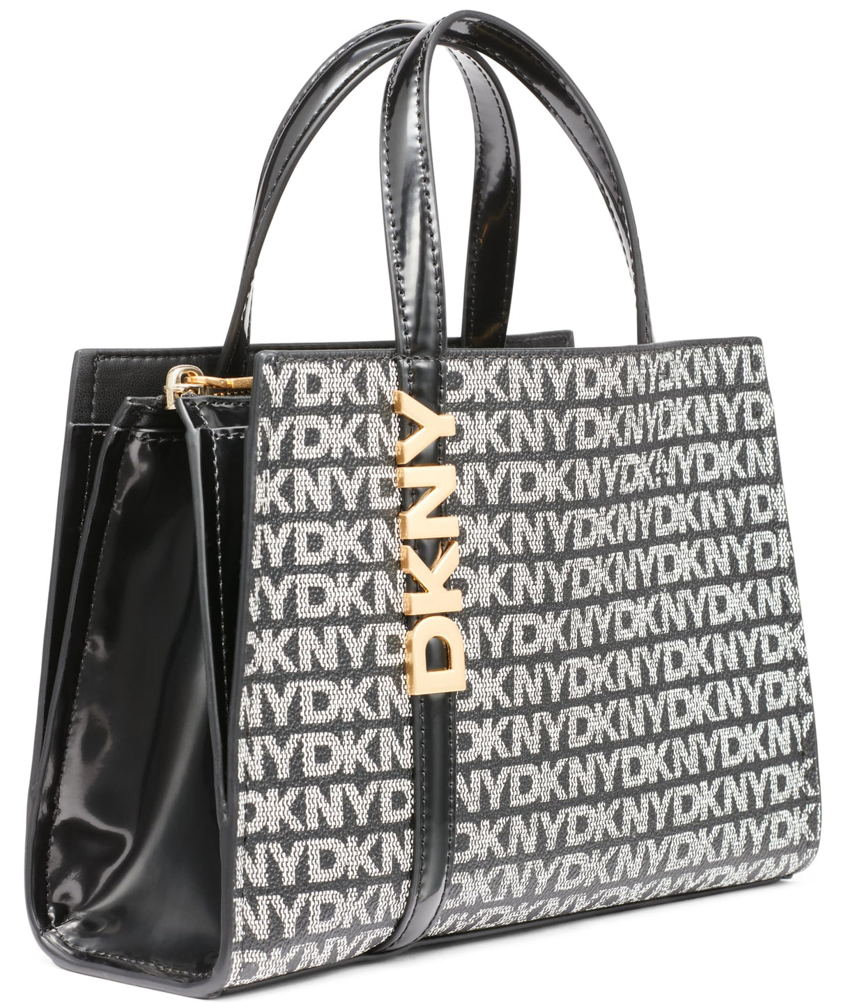 DKNY Avril Small Satchel Crossbody, 100% PVC con Forro De La PU Mujeres, Logotipo Negro y Negro