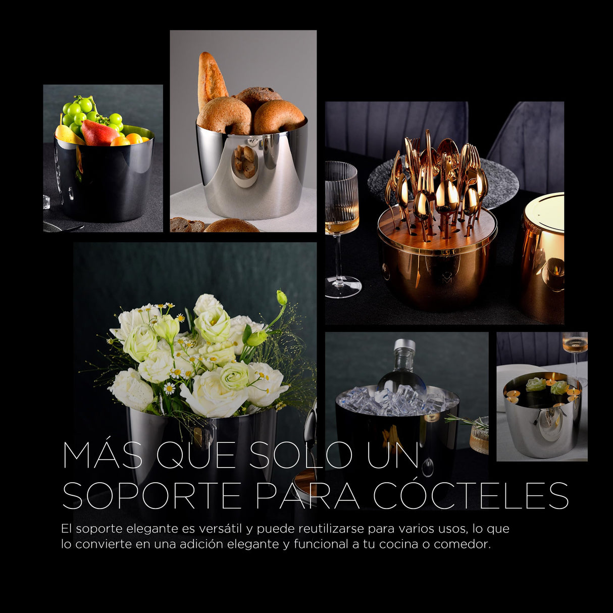 MasterPRO The Drop - Juego de coctelería de 6 Piezas de diseño en Acero Inoxidable - Elegante, Duradero y Multifuncional - Idea de Regalo Ideal (Navidad, Pascua, Boda) - Caja de Regalo incluida