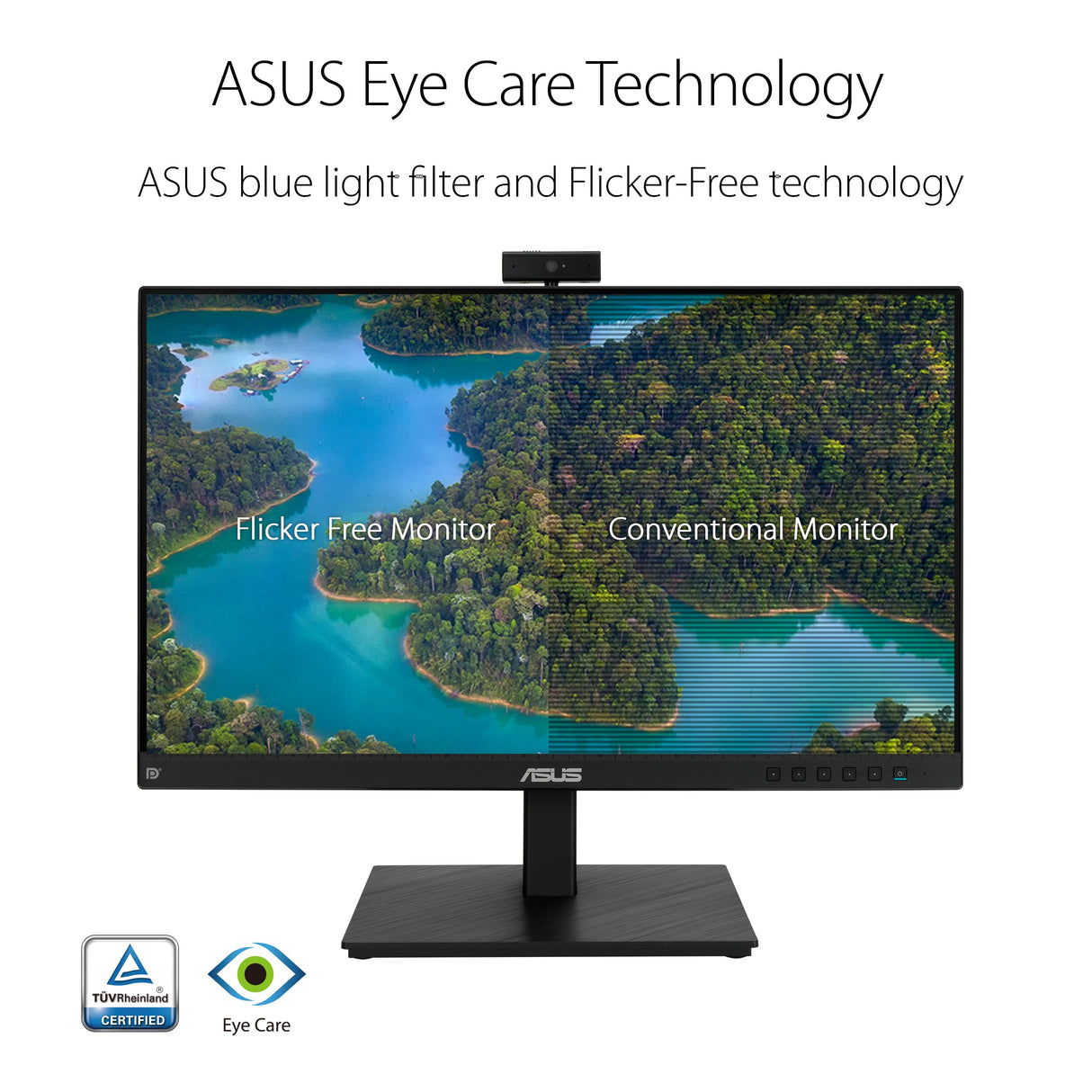 ASUS BE24EQSK - Monitor Profesional de 23.8" FullHD (1920x1080, IPS, 16:9, HDMI, Display Port, 60 Hz, 5 ms, Altavoces 2W x2, cámara Web 2.0M, antiparpadeo, luz Azul de Baja Intensidad), Negro