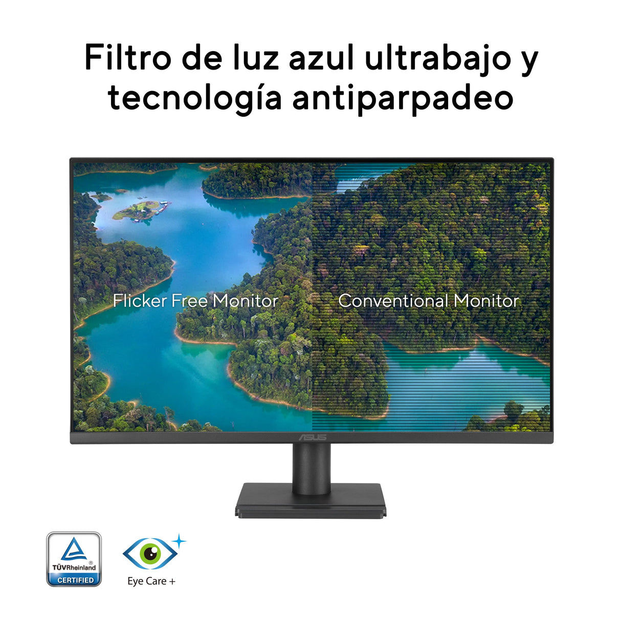 ASUS VA279HG Monitor Eye Care Gaming de 27", IPS, Full HD, 99% sRGB, sin Marco, 120 Hz, Adaptive-Sync, 1 ms MPRT, HDMI, VGA, Baja emisión de luz Azul, antiparpadeo, montable en Pared
