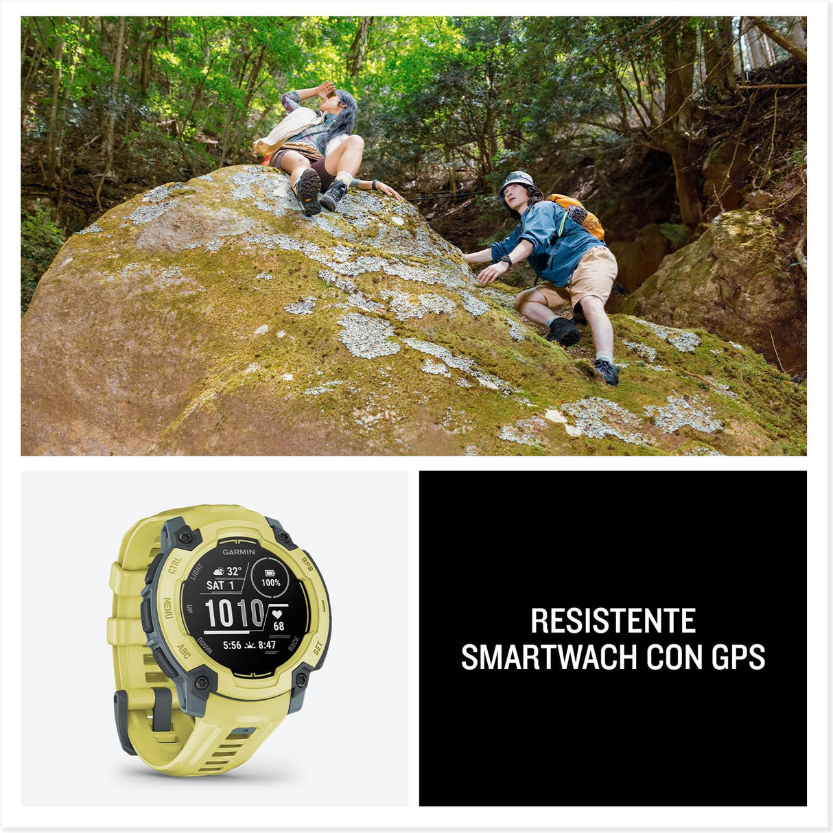 Garmin Instinct E, Reloj Inteligente con GPS, 45 mm, Resistente al Agua, Aplicaciones Deportivas integradas, Monitorización de la Salud, Notificaciones Inteligentes, Amarillo