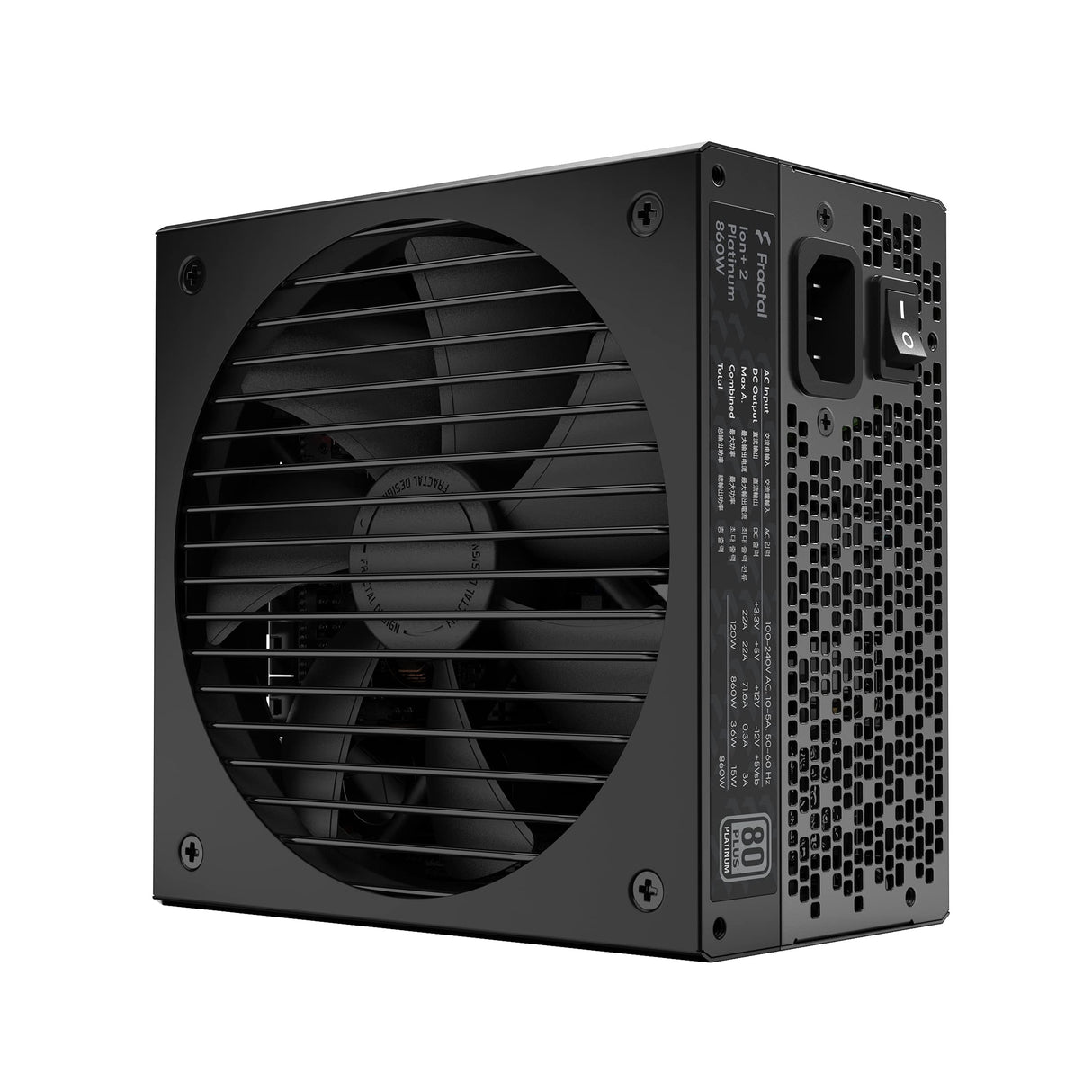 Fractal Design Ion+ 2 Platinum 860W 80 Plus Platinum Certified 860W Full Modular Compact ATX Power Supply