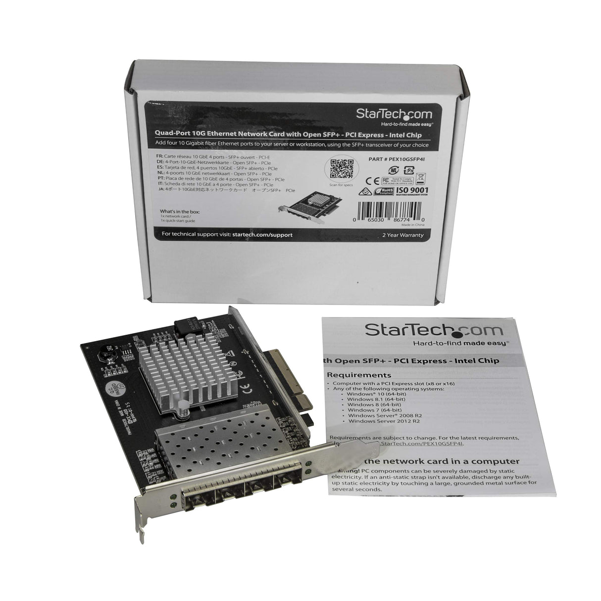 StarTech.com Tarjeta de Red PCI Express para Servidores con 4 Puertos SFP+ - Tarjeta de Red de 10 Gibabits con Chip Intel XL710