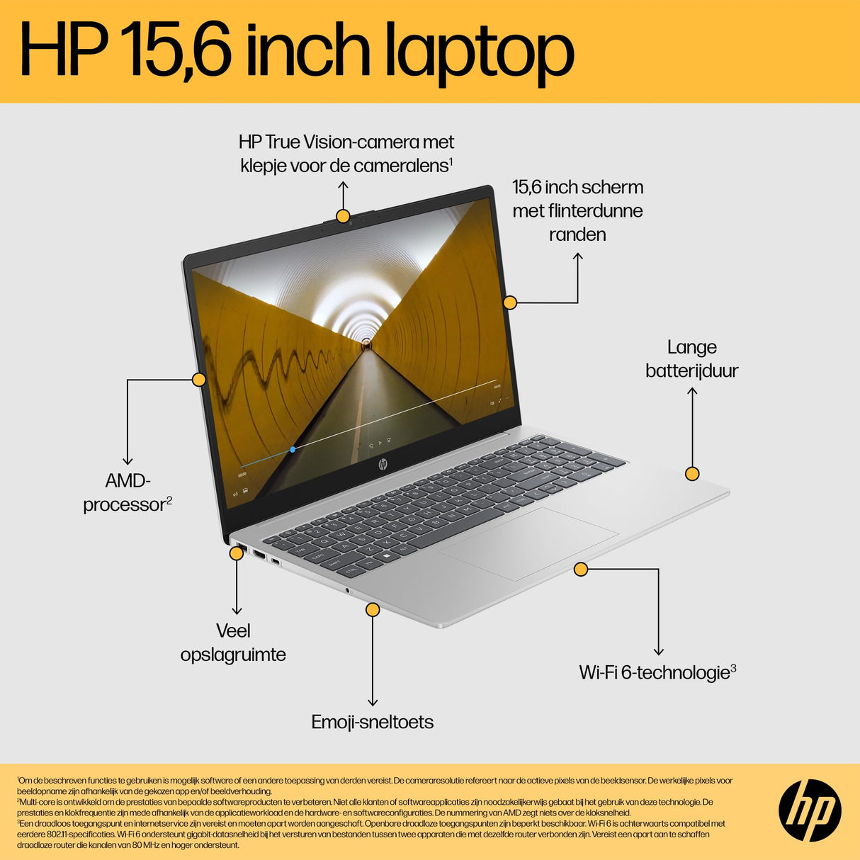 HP Laptop 15-fc0630nd | 15.6" Full HD Antiglare IPS | AMD Ryzen 5 7520U | 16GB RAM | 512GB SSD | Windows 11 | Teclado QWERTY