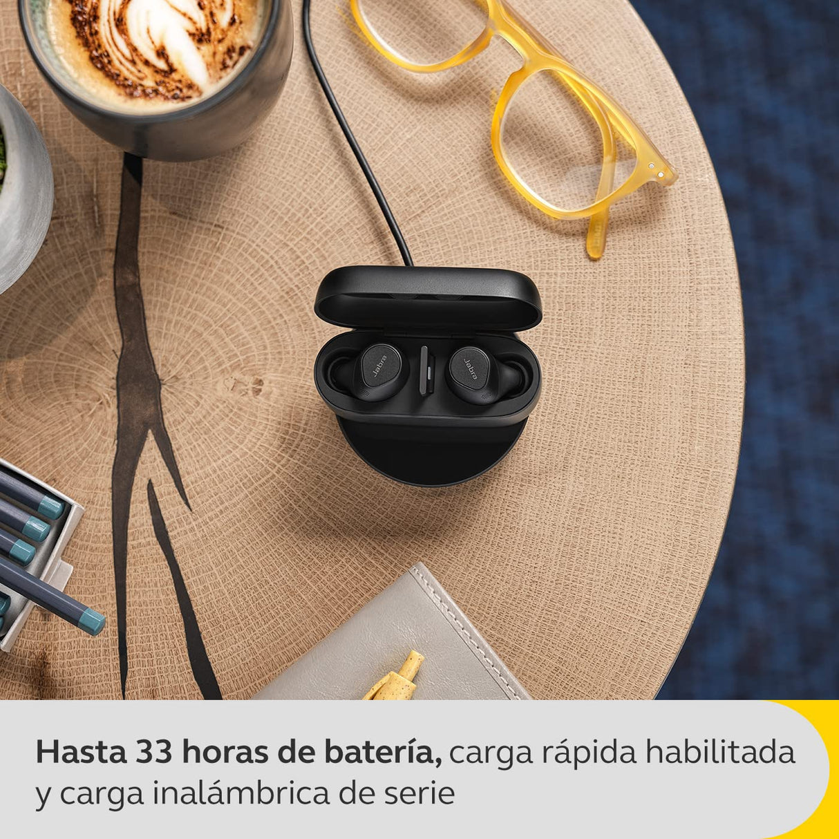 Jabra Evolve2 Buds, Auriculares Bluetooth Intraaurales Inalámbricos, Cancelación Activa de Ruido y Tecnología MultiSensor con 4 Micrófonos, Certificados para MS Teams, Negro