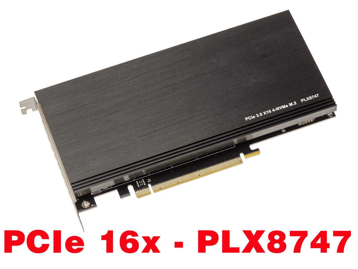 Kalea-INFORMATIQUE Tarjeta controladora M2 PCIe x16 para 4 Unidades SSD M.2 NVMe M Key con chipset PLX8747 Ancho de Banda 128 GB Máx. 16000 MB/s