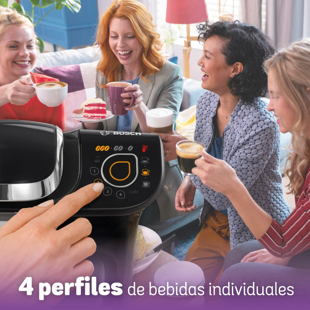 Bosch Hogar Máquina multibebida, Cafetera de cápsulas, Hasta 70 bebidas, OneTouch, Servicio individual, Personalización de bebidas, Filtración de agua, Color Negro