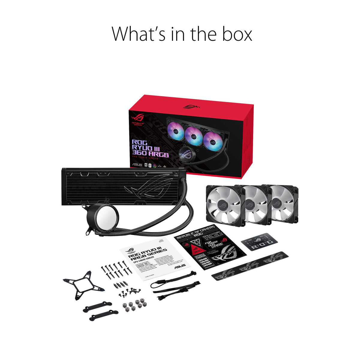 Asus ROG Ryuo III 360 ARGB Cooler CPU Todo en Uno, Radiador de 400 mm, Asetek 8th Gen, 3 Ranuras para Ventiladores de 120 mm, LED Anime Matrix, Intel LGA 1700, 115x, 1200 y AMD AM4, AM5