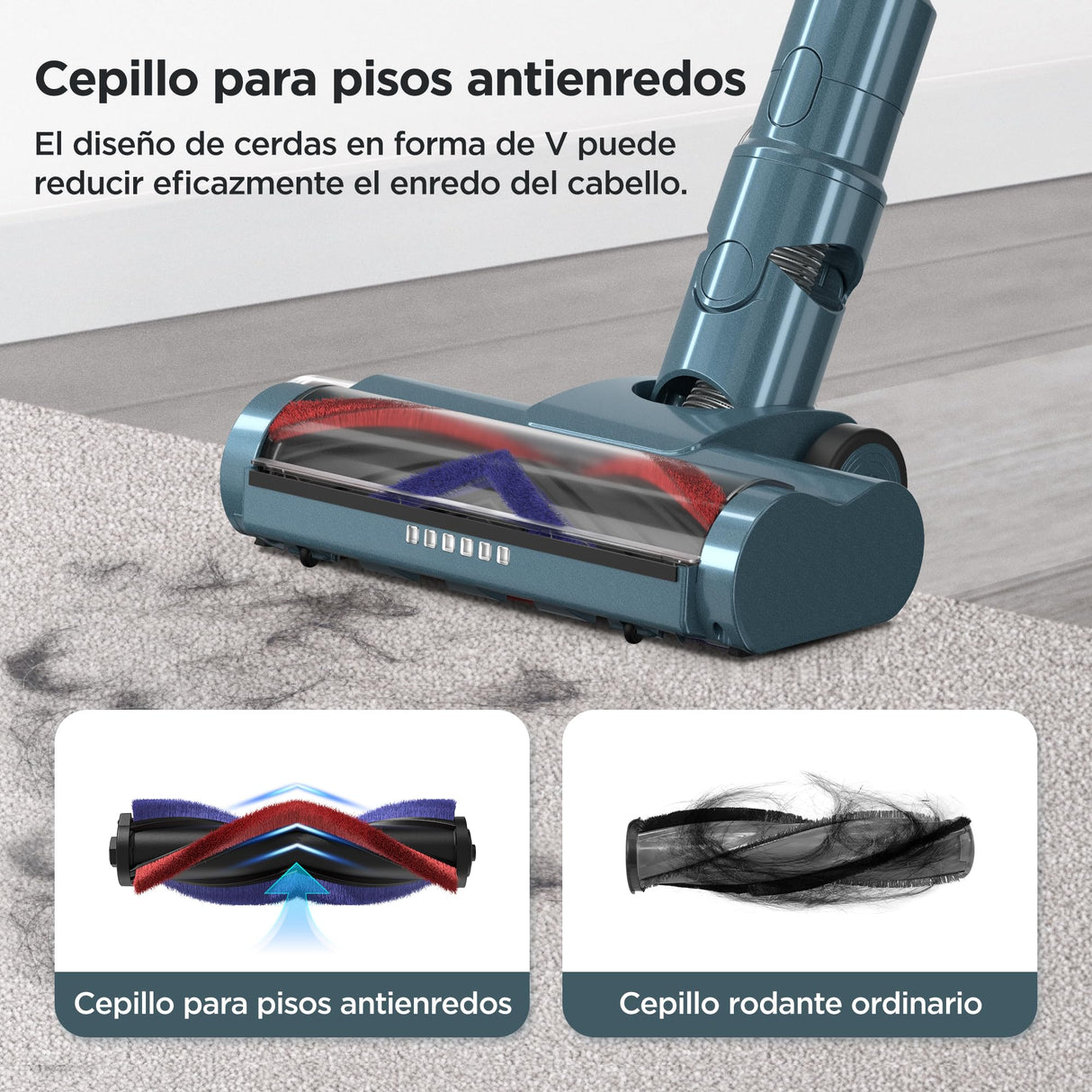 HAIMEEC Aspiradora Sin Cable 6 en 1, Motor de 120,000 RPM, MAX 50Min Filtro HEPA 5 Aspiradora con Pantalla Táctil, Cepillo Antienredos, Modo Antiacaros Aspirador de Mano, Adecuada para Pisos/Pelo