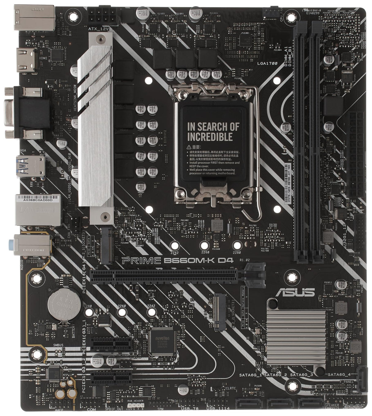 Asus Prime B660M-K D4 - Placa Base Intel B660 (LGA 1700) mATX con PCIe 4.0, Dos Ranuras M.2, DDR4, HDMI®, D-Sub, Realtek 1Gb Ethernet, USB Frontal 3.2 Gen 1, Control de iluminación ASUS - Negro