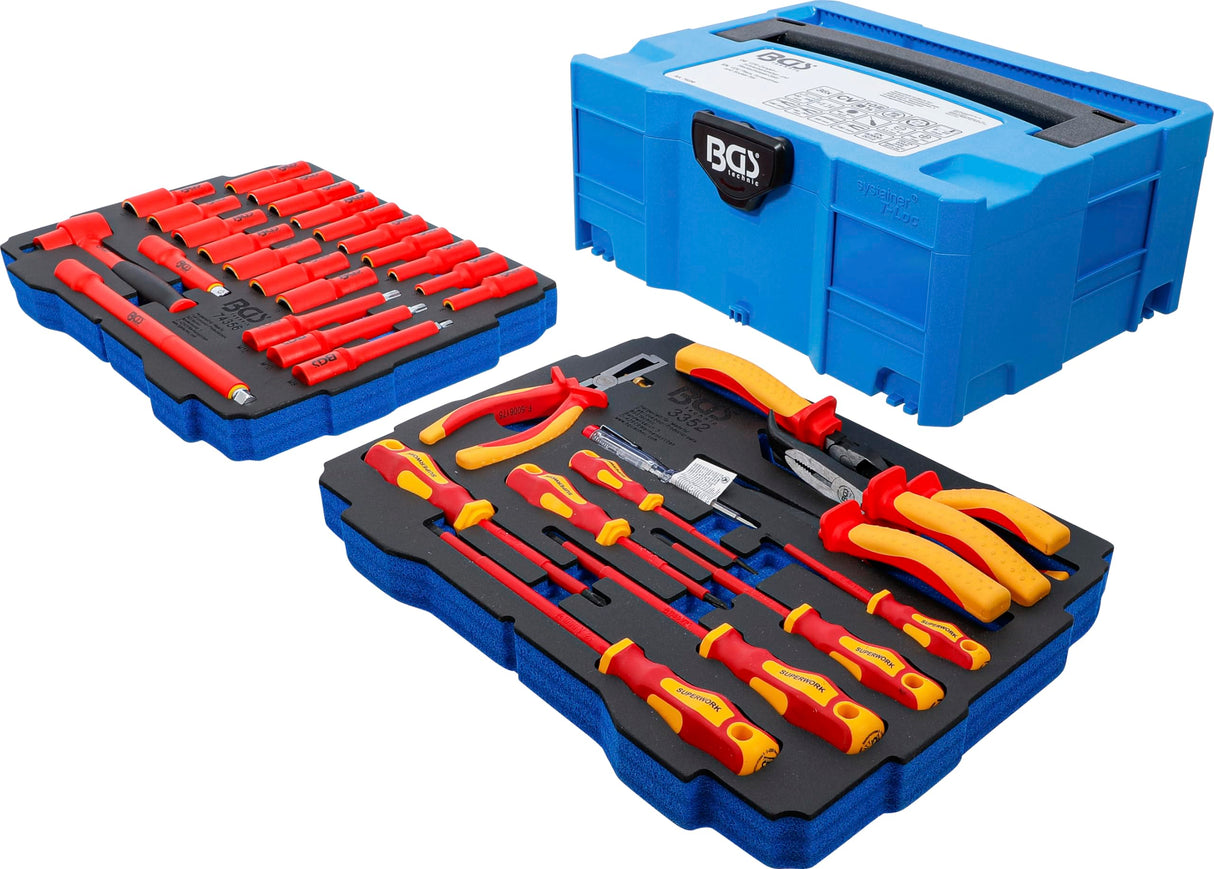 BGS 70230 | Alicates, tenazas y pinzas/destornilladores y juego de llaves de vaso VDE | BGS systainer® | 36 piezas