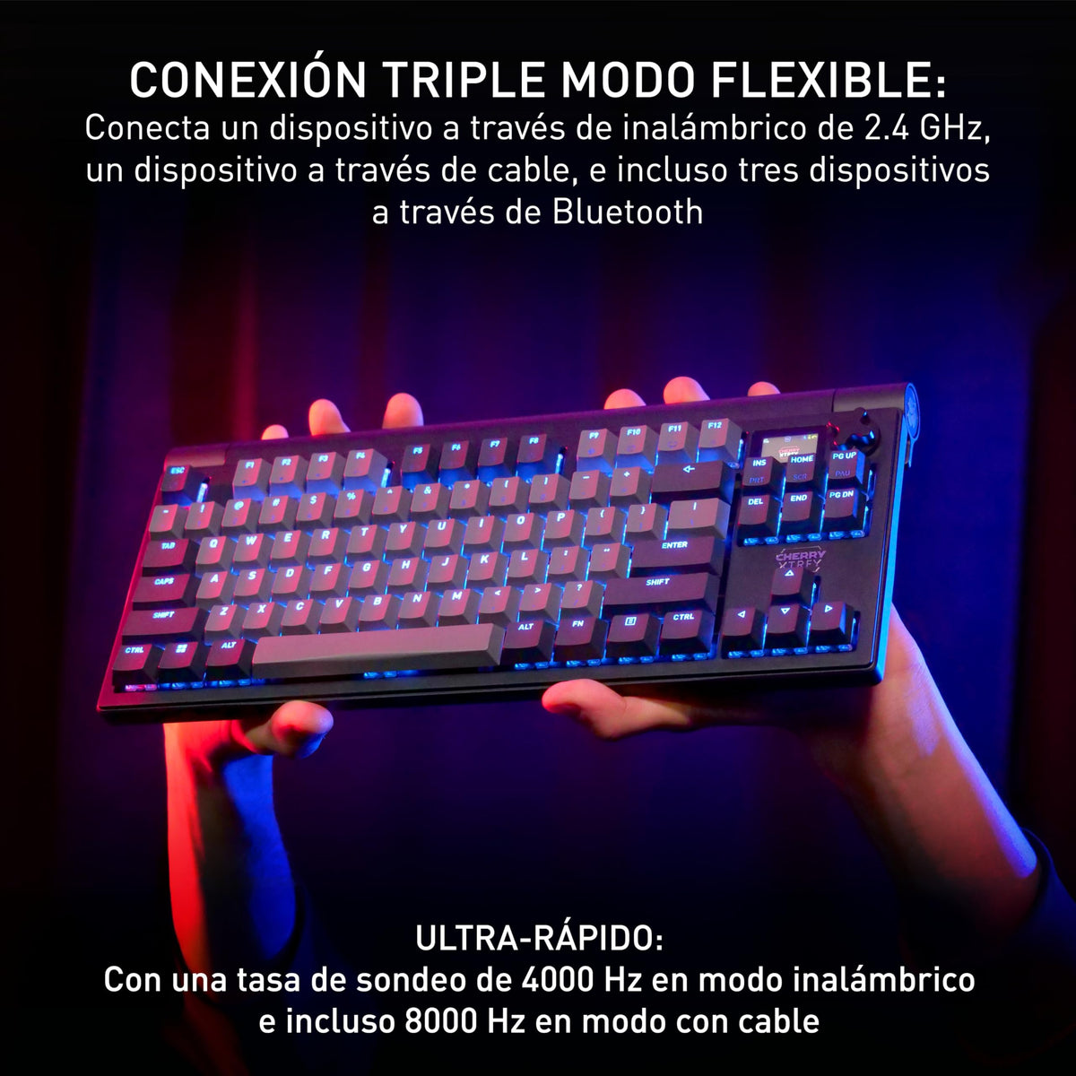 CHERRY XTRFY MX 8.3 TKL Wireless, Teclado Mecánico Gaming Sin Bloque Numérico, Disposición UK (QWERTY), Switches Hot Swappable MX2A Red, Starfall Grey