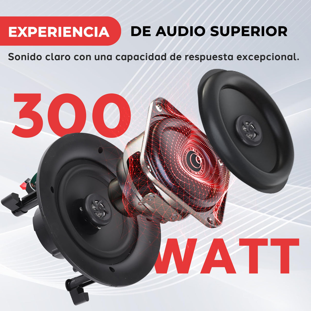 Pyle Altavoces Estereo,10”, 300W, 2 vias, Empotrables, Techo, Pared, Red de Cruce electronico, 35Hz-20kHz