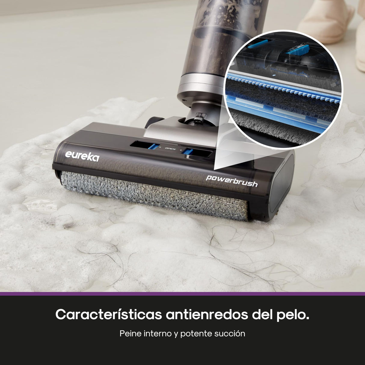 Eureka RapidWash NEW430 Aspirador en Seco y Húmedo,Fregona Electrica sin Cable, Aspiradora Fregadora Multisuperficie, Pelo de mascota Limpieza de Bordes,Doble Depósito Agua,Navegación por voz
