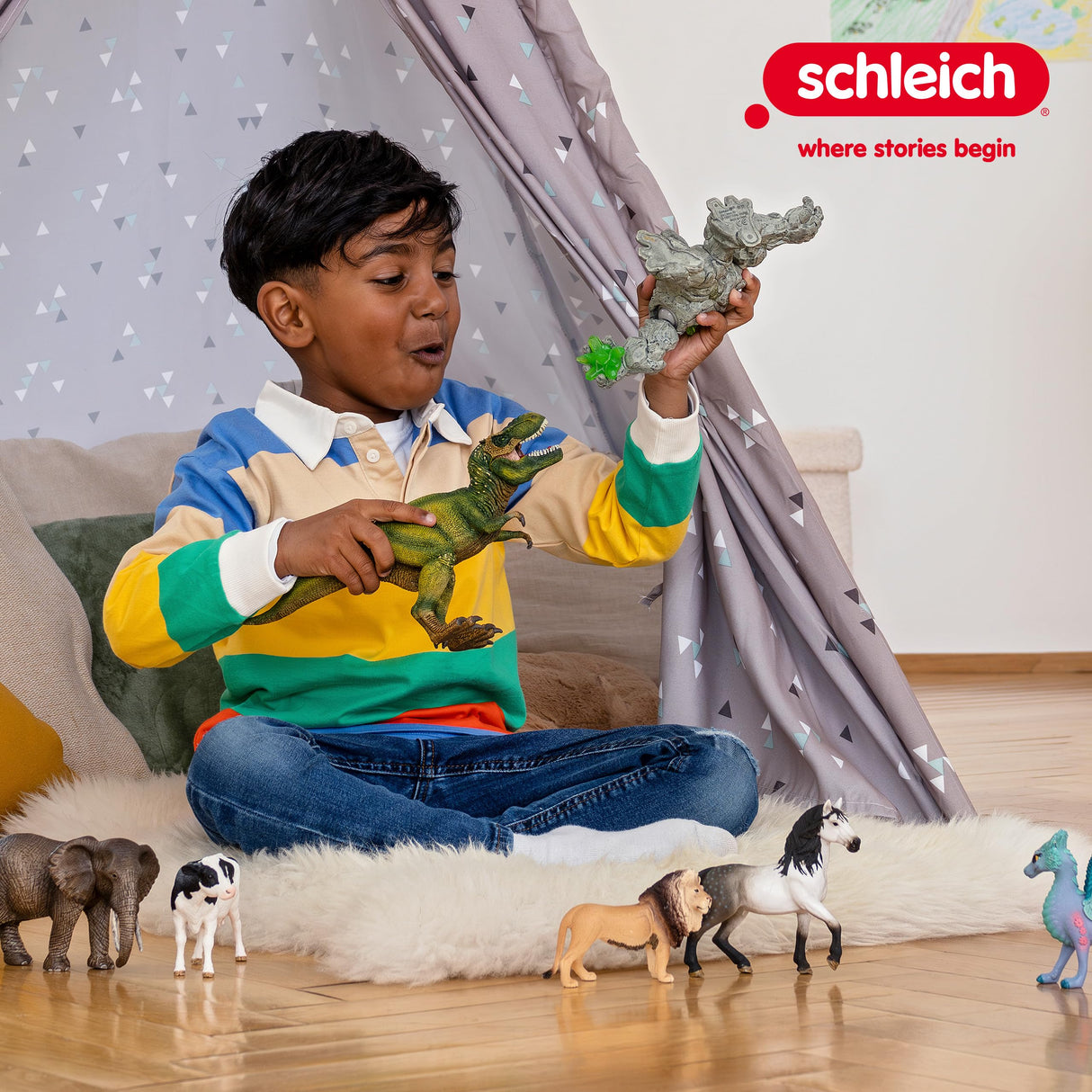 Schleich 42344 Horse Club Establo con Jinete y Caballos, Juego de 97 Piezas con 2 Figuras de Caballos, Figura del Jinete y Muchos Accesorios, Juguete para niños a Partir de 5 años