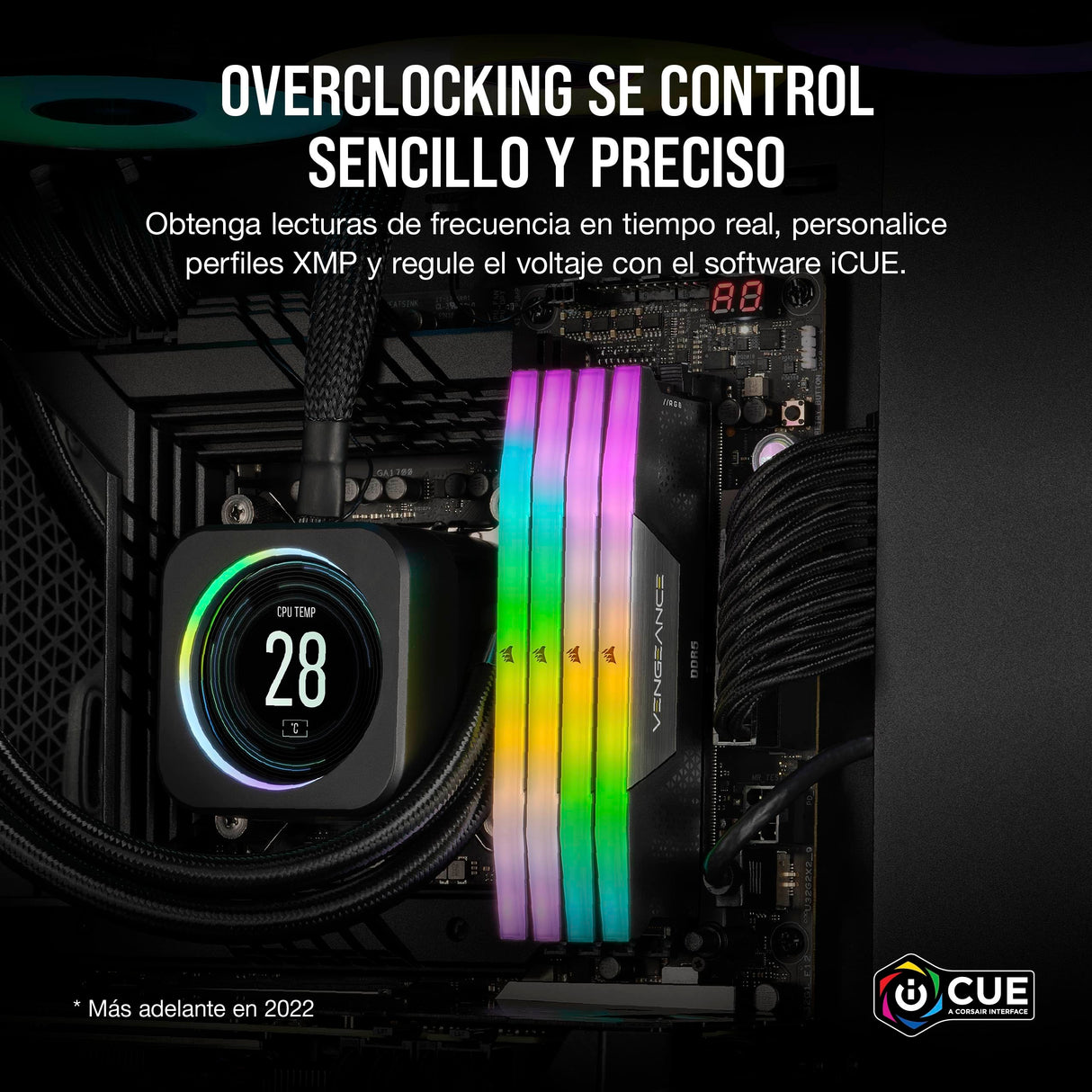 Corsair Vengeance RGB DDR5 64GB (2x32GB) 6400MHz C32 Intel Memoria per Desktop (Regulación de Voltaje a Bordo, Perfiles XMP 3.0 Personalizados, Factor de Forma Compacto, Optimizadas para Intel) Negro