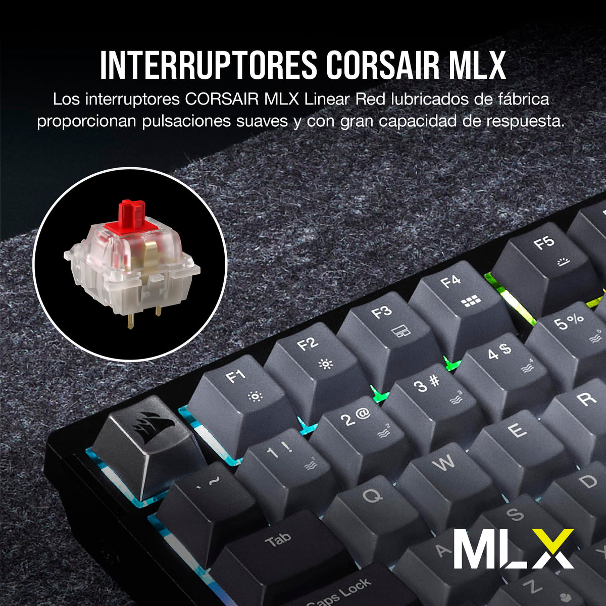 CORSAIR K65 PLUS WIRELESS 75% RGB Teclado Mecánico para Juegos Intercambiable en Caliente - Interruptores Lineales Rojos CORSAIR MLX Prelubricados - Insonorización - Teclados PBT - QWERTY ES - Negro