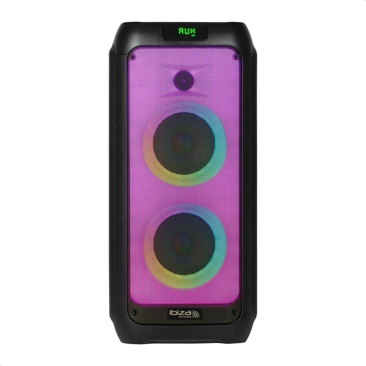 Ibiza - WAVE6 - Altavoz a pilas de 250W/2x5.25" con Bluetooth, USB y microSD - Efecto LED WAVE y conexión inalámbrica TWS - Negro