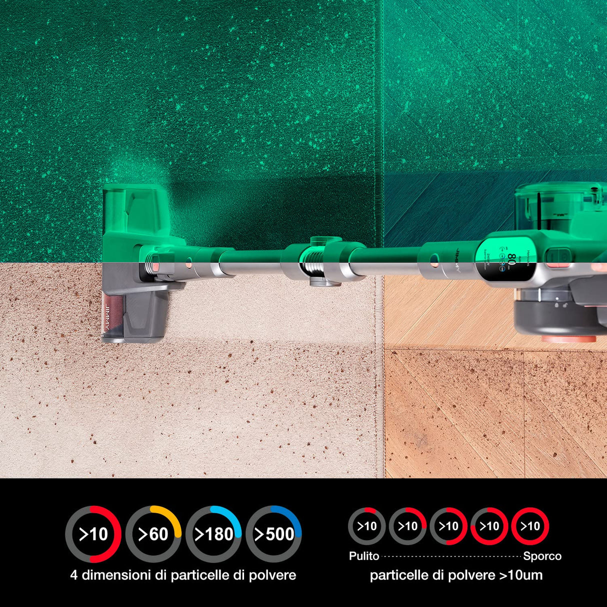 Jimmy H10 Pro - Aspiradora eléctrica inalámbrica Flexible, batería extraíble, 600 W, 245 AW y 25 Kpa Potencia, autonomía de 90 Minutos, Pantalla LED Inteligente, Filtro HEPA y estación de Carga