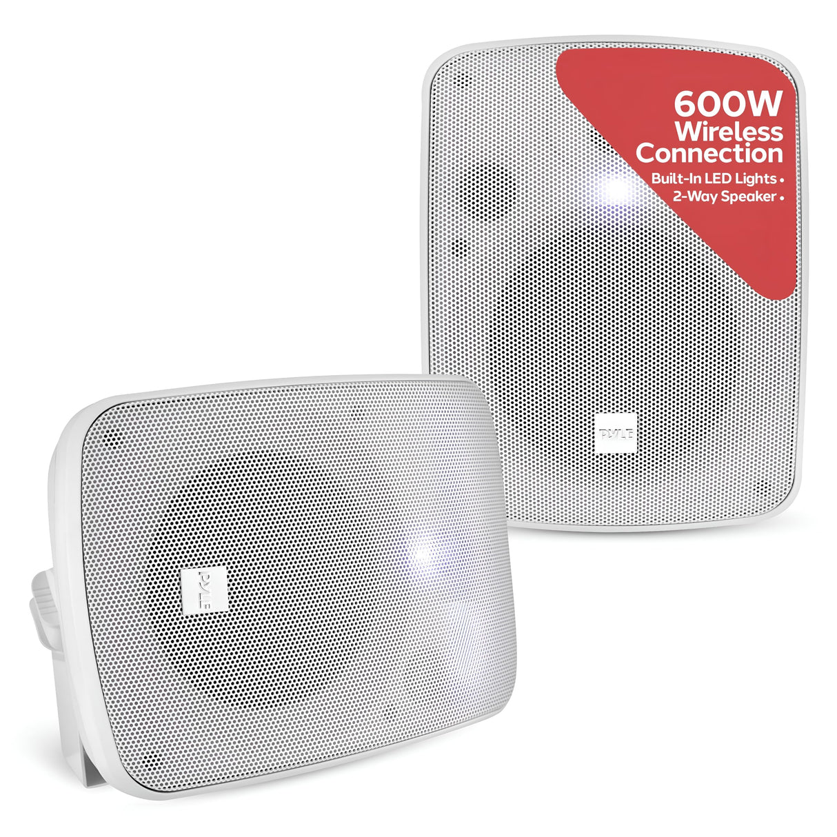 Pyle Altavoz Bluetooth de 600 W con Montaje en Pared – Altavoz Estéreo Activo y Pasivo de 5,25" (13,34 cm), Resistente al Agua para Exterior e Interior – para Pared y Techo