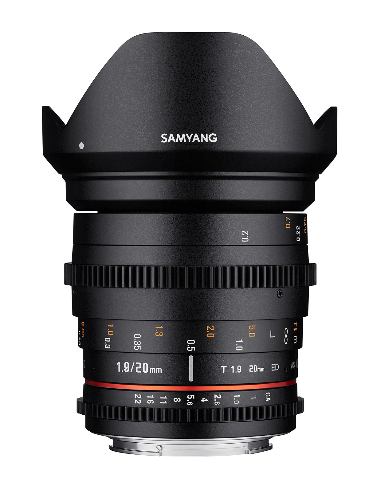 Samyang SA1420 - Objetivo para Video VDSLR II para Sony E (20 mm, T1.9 ED, AS UMC), Negro