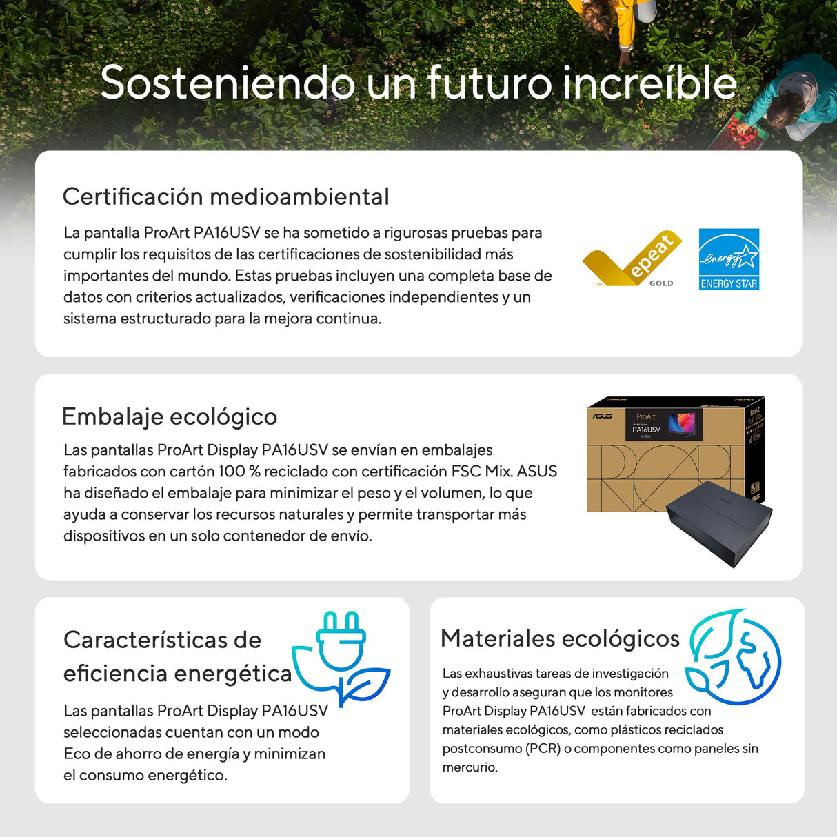 ASUS ProArt Display PA16USV - Monitor Profesional de 15,6", 4K UHD (3840 x 2160), IPS, HDR-10, 100% sRGB, Rec.709, ΔE<2, Calman, 12G-SDI, HDMI, USB-C, Caja Reutilizable, sostenibilidad ecológica