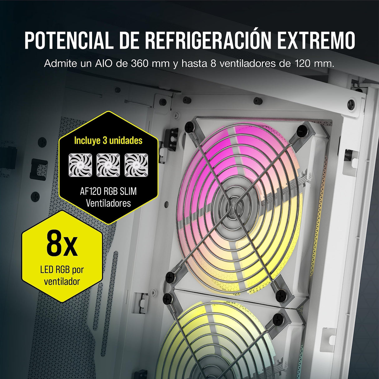 Corsair iCUE - Carcasa para PC 2000D RGB Airflow Mini-ITX - Factor de Forma Mini-ITX - Paneles de Malla de Acero - Soporte de GPU de Tres Ranuras - 3 Ventiladores AF120 RGB Slim incluidos -
