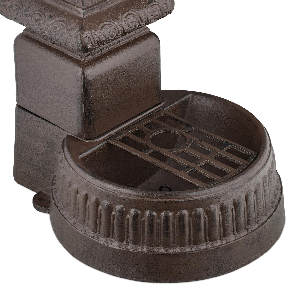 Relaxdays Fuente de Pie Antigua, con Grifo y Lavabo, 100x44,5x38cm, Bebedero Jardín, Terraza, Aluminio Fundido, Marrón, Acero