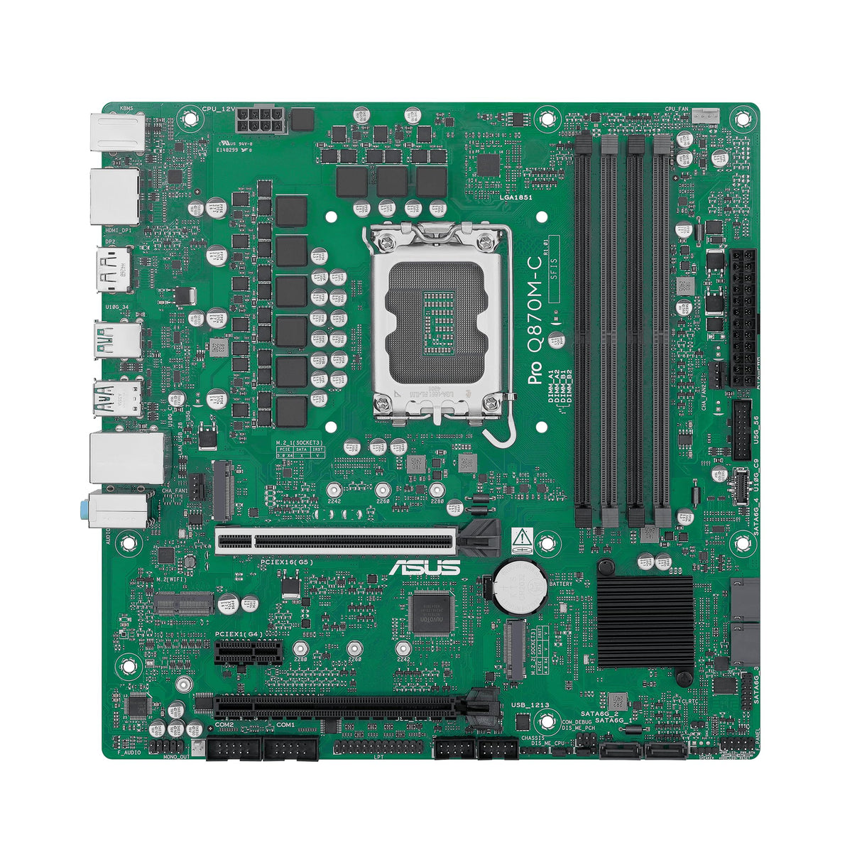 ASUS Pro Q870M-C-CSM Business Mainboard Socket Intel LGA 1851 (Micro-ATX, Intel VPro, Memoria DDR5, PCIe 5.0, Q-LED Core, ASUS Control Center Express, SafeSlot)