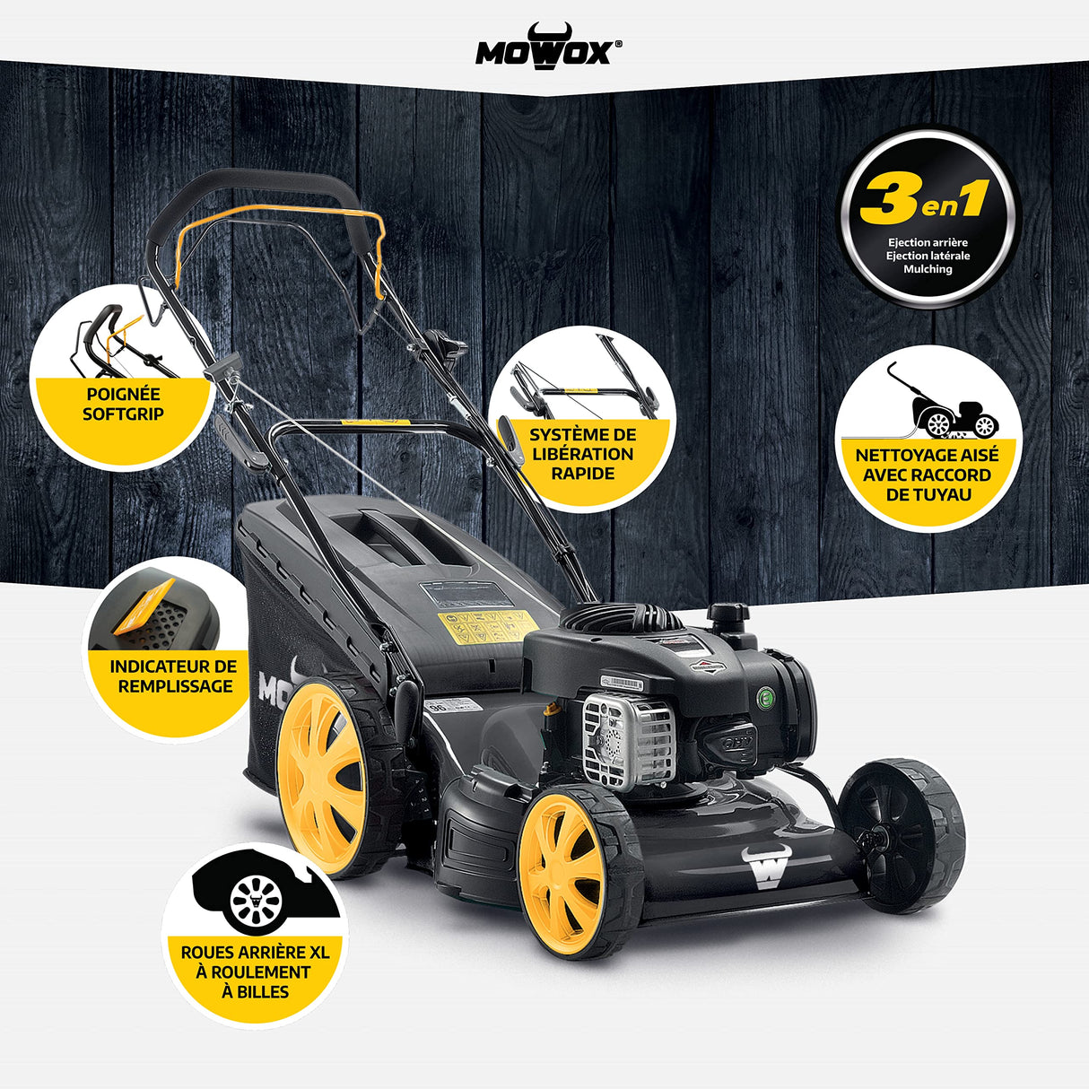 Mowox CORTACÉSPED Gasolina AUTOPROPULSADO, 46 CM Ancho DE Corte. Motor Briggs&Stratton 450 E 125 CC