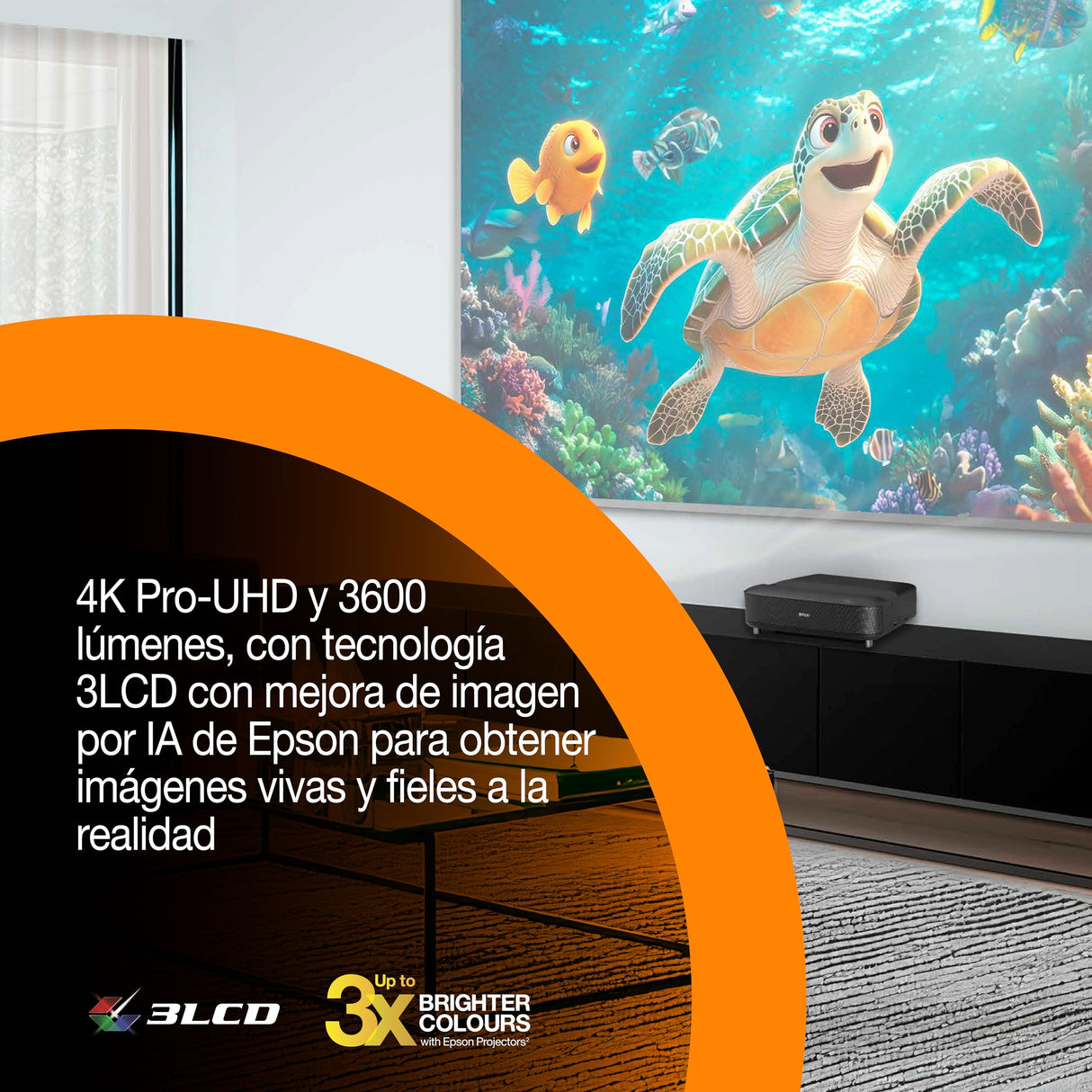 Epson Lifestudio Grand EH-LS670B Negro metálico, proyector láser Inteligente de Distancia ultracorta, 4K Pro UHD, Sound by Bose, Google TV, Pantallas de hasta 120″, 5 años de garantía*