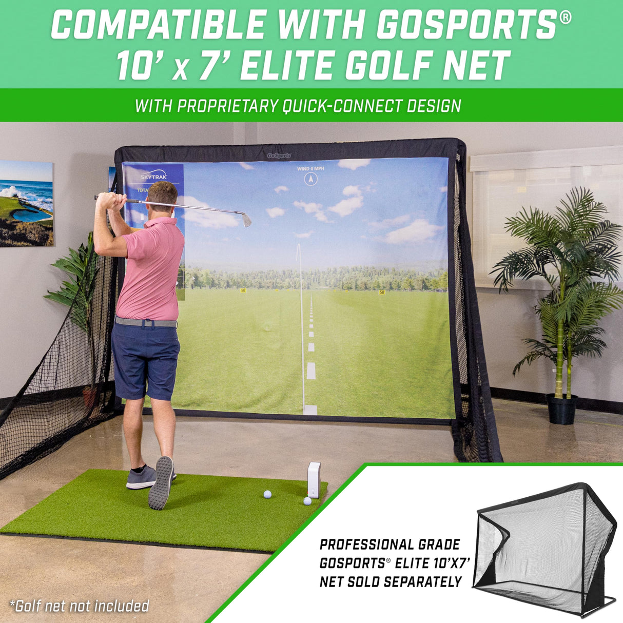 GoSports Pantalla de Impacto de simulador de Golf de 10 pies Blanco