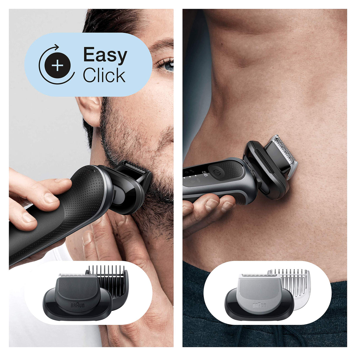 Braun Series 6 60-N7650cc Afeitadora Eléctrica Hombre de Lámina para Barba, con Centro de Limpieza SmartCare, Recortadora Barba, Depiladora Corporal, Uso en Seco y Mojado, Recargable, Inalámbrica,Gris