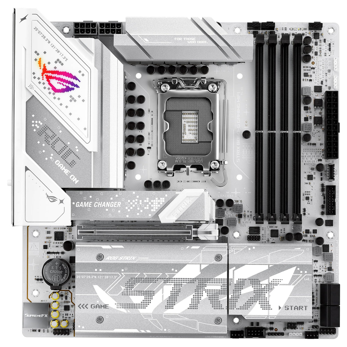 ASUS ROG Strix B860-G Gaming WiFi, Placa Base mATX, preparada para PC con IA Avanzada, 14+1+2+1 etapas de Potencia, Ranuras DDR5, PCIe 5.0, Cuatro Ranuras M.2, WiFi 7, AI Networking II, Aura Sync RGB