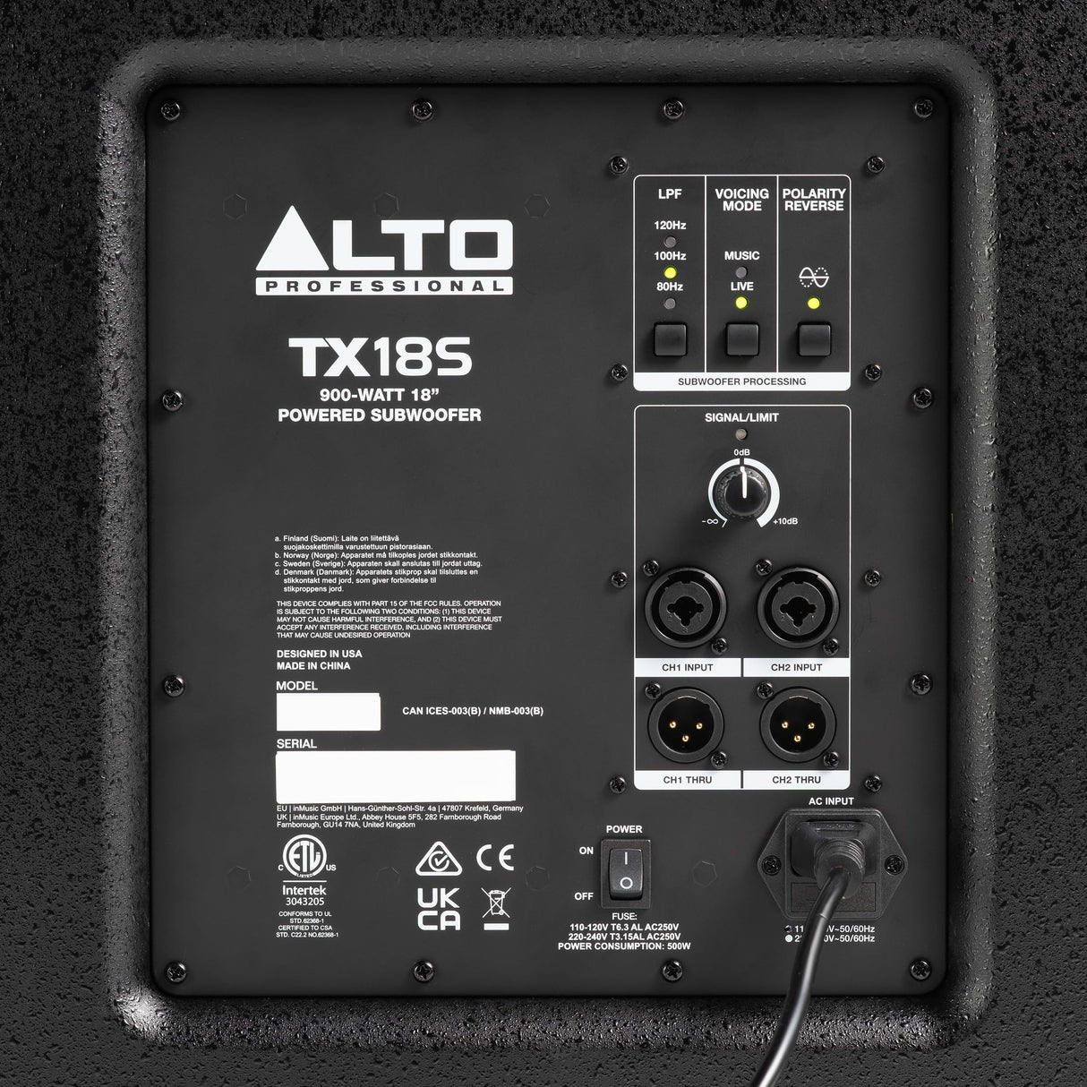 ALTO Professional TX18S- Subwoofer Activo de 18' Amplificado por DSP de 900 vatios