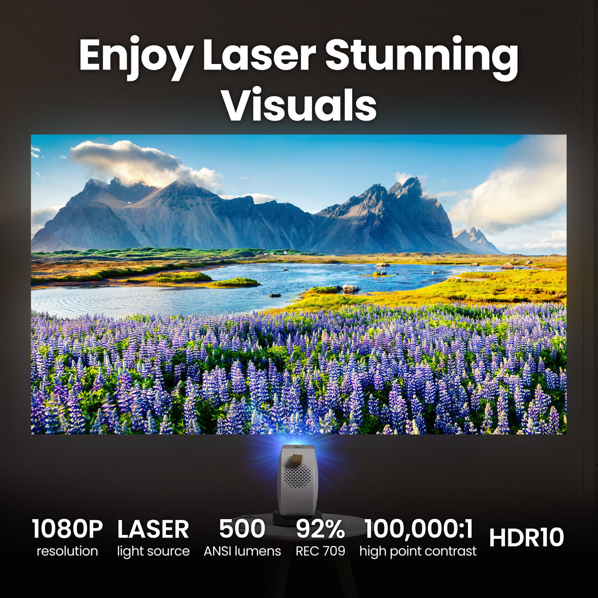 BenQ GV50 proyector láser portátil de Techo 1080p con Base de trípode | Proyección con ángulo Giratorio | 500 lúmenes | Altavoz Bluetooth 18W | Google TV | Chromecast y AirPlay | Enfoque automático