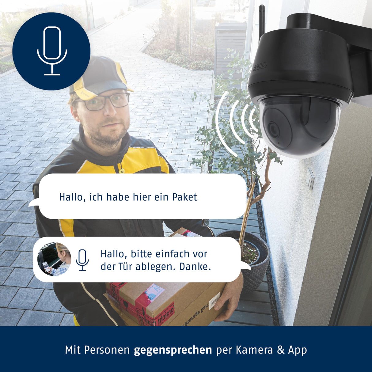 ABUS Cámara de vigilancia con detección de Movimiento, detección de Objetos, grabaciones 4K, notificaciones Push, visión Nocturna, Audio bidireccional, Tarjeta de Memoria, máscara de privacidad y