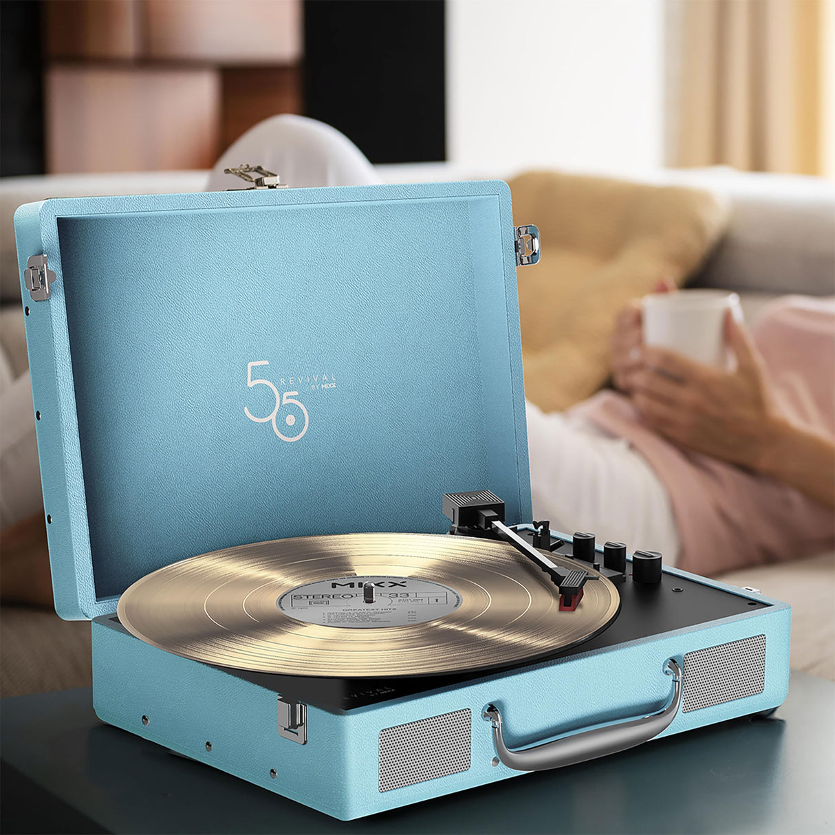 Mixx Audio - Platino de Vinilo portátil BT Revival 55 Stereo - Crema