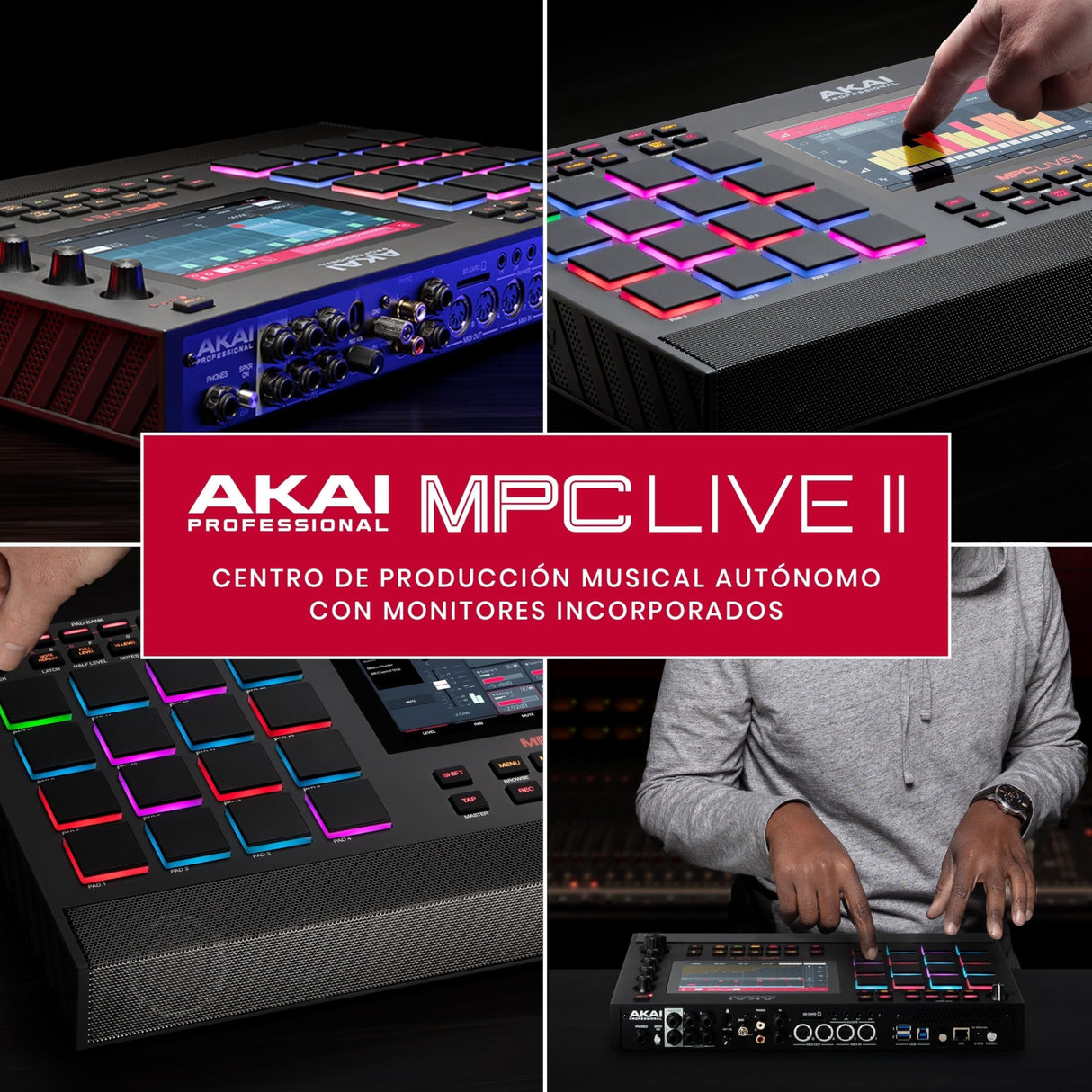 Akai Professional MPC Live II - Caja de ritmos autónoma, Sampler con altavoces integrados, beat pads, motores de sintetizador y pantalla táctil