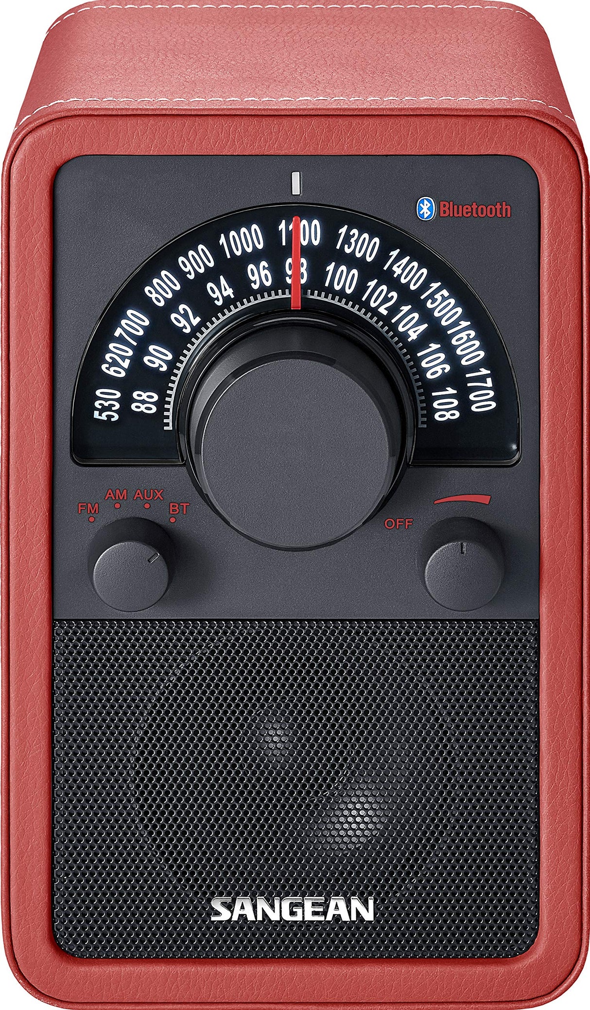 Sangean WR-15BT - Radio FM, Cuero Rojo